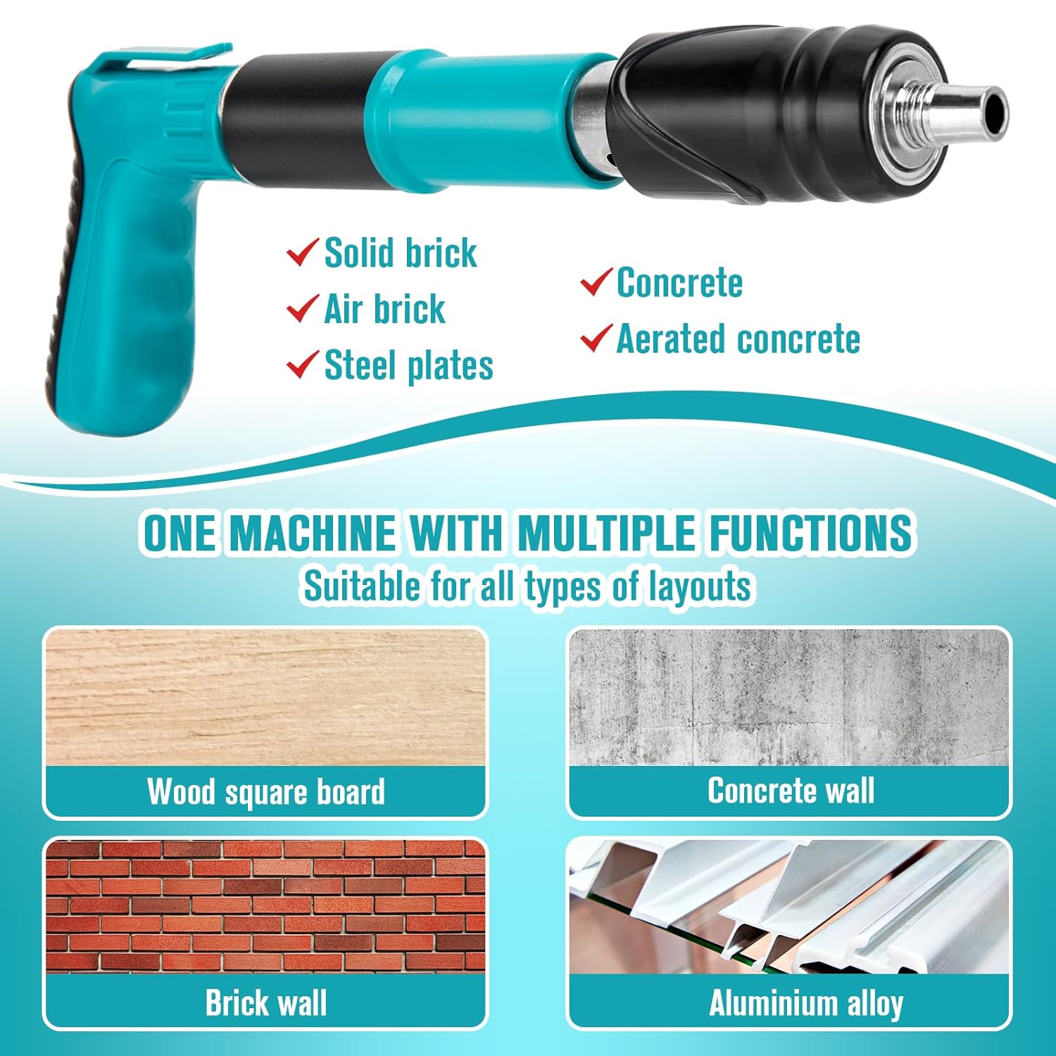 Nail Gun Kit ,5 Speed Adjustable Manual Steel Nail Gun, Wall Fastening Power Tool